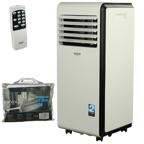 Aparat de aer conditionat portabil BÖHM BA-010F 4 in 1, 9000 BTU, Racire, Incalzire, Ventilatie, Dezumidificare (Alb)