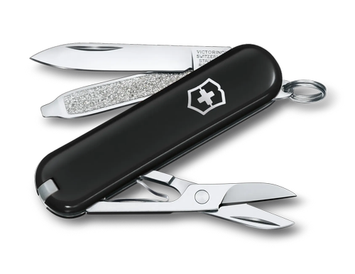 Briceag multifunctional Victorinox lass SD Swiss Army Knife 0.6223.3G, Lama mica, foarfece, breloc, penseta, scobitoare, pila de unghii, surubelnita 2.5mm (Negru)