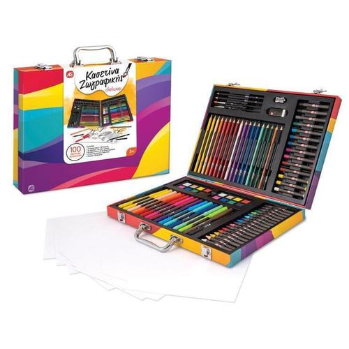 Trusa creioane colorate, AS Company, Art Case Deluxe, 100 accesorii, 3+, Multicolor