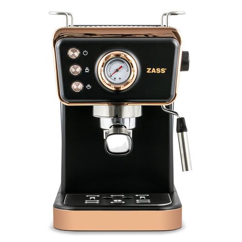 Espressor manual Zass Rose Gold ZEM 20, 1350 W, 1.5 l, 20 bar, Control electronic, Filtru dublu inox si filtru capsule Nespresso (Negru/Roz) Espressor manual Zass Rose Gold ZEM 20, 1350 W, 1.5 l, 20 bar, Control electronic, Filtru dublu inox si filtru capsule Nespresso (Negru/Roz)