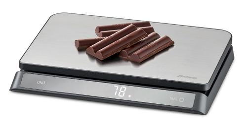 Cantar digital de bucatarie Trisa Elite Scale, 1865.7500, Masoara de la 2 g la 15 kg, Precizie ridicata de pana la 1 g, Functie Hold, Afisaj LCD mare, Alimentare cu baterii (Gri)