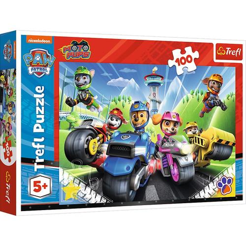 Puzzle Trefl - Paw Patrol, Catelusii pe motociclete, 100 piese