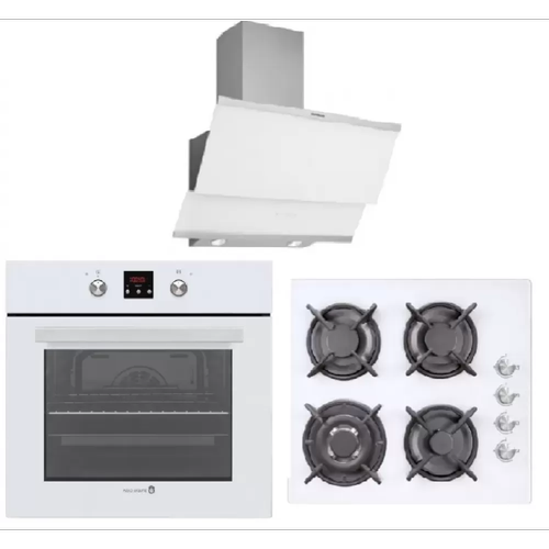 Pachet Cuptor Electric Incorporabil Studio Casa Ln605Wh + Plita Gaz Pg60Crystal Wh + Hota Moderna Turbo White 60 (Alb)