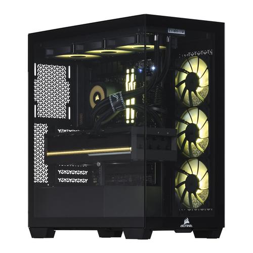 Calculator Sistem PC Gaming Actina Midi Tower Powered by CORSAIR ICUE, Procesor AMD Ryzen™ 7 9800X3D, 8 cores, 4.7GHz, 96MB L3, 64GB DDR5, 2TB SSD, NVIDIA GeForce RTX 5090 32GB GDDR7, DLSS 4, Wi-Fi, Bluetooth, No OS (Negru)