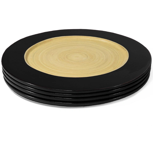 Set 4 farfurii fibre bambou MES119 (Negru)