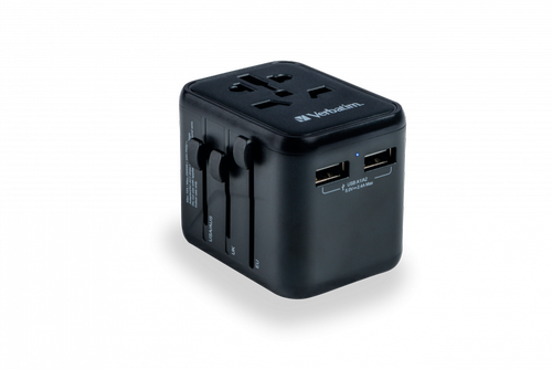 Adaptor retea Verbatim UTA-01, 2 x USB-A, 2 x Schuko (Negru)