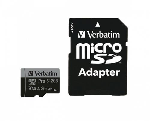 Card de memorie Verbatim Pro 47046, 512GB, Micro SDXC, U3, V30