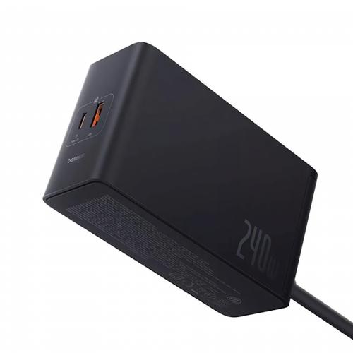 Incarcator Statie Baseus 5in1, P10163901113-00, 240W, 5A, 1 x USB-A - 3 x USB-C - 1 x DC, Negru