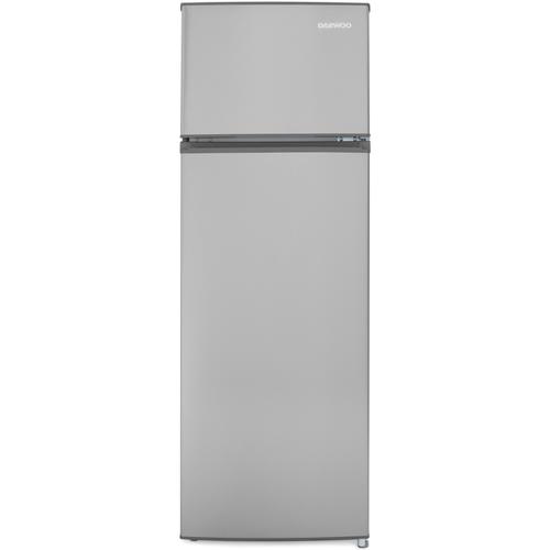 Frigider cu 2 usi Daewoo DTS-240MEX, congelatorul sus, volum net 235L (194l + 41l), clasa E, control mecanic, usi reversibile, raft pentru sticle (Inox)