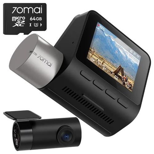 Camera Video Auto 70mai Dash Cam A510-1 Set Fata-Spate, 3K, GPS, Wi-Fi, Afisaj 2inch + Card MicroSD 70mai 64GB (Negru)