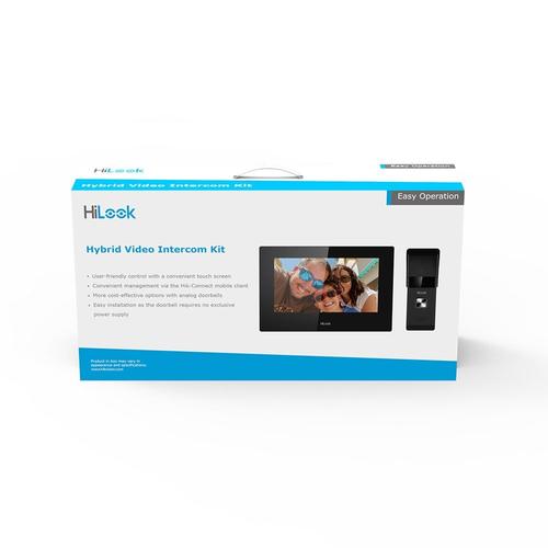 Kit videointerfon hibrid IP WiFi Hikvision HiLook VI-K23P, 2MP, touchscreen, 2.4GHz, ecran 7 inch, 1 familie, aparent, PoE