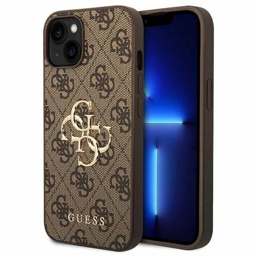 Husa de protectie Guess PU 4G Metal Logo pentru iPhone 15 (Maro)