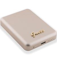 Acumulator extern wireless Guess, 5000mAh, 15W, Magsafe, 1xUSB-C, Indicator baterie (Auriu)