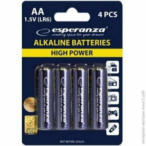 Baterii Alcaline Esperanza EZB101 AA 4 buc, Blister