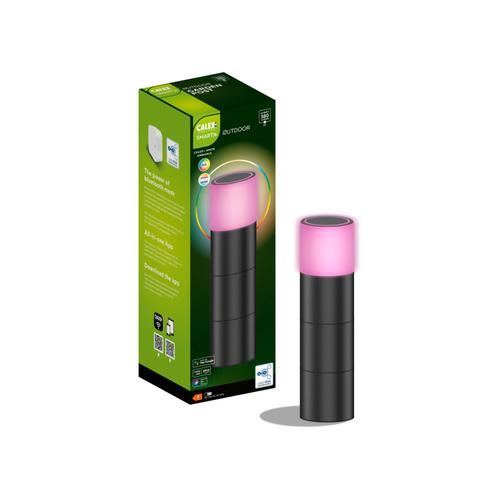 Lampa de gradina inteligenta Calex Smart Pedestal, RGB + alb cald, 4W, IP44, 380 lm, clasa F (Negru)