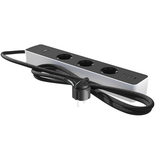 Prelungitor smart Calex Smart Powersocket cu intrerupator, Wireless, 3 prize, 2x USB-A, 1x USB-C, 16A, Wi-Fi, IP20 (Alb)