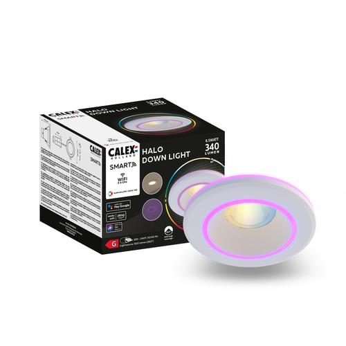 Spot LED Calex Smart Halo 10cm, RGB lumina calda, 6.5W, 340 lm, IP20, clasa G (Alb)