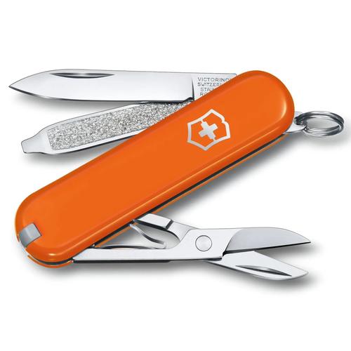 Briceag multifunctional Victorinox Classic SD, 7 functii, Foarfece, Pila de unghii (Portocaliu)