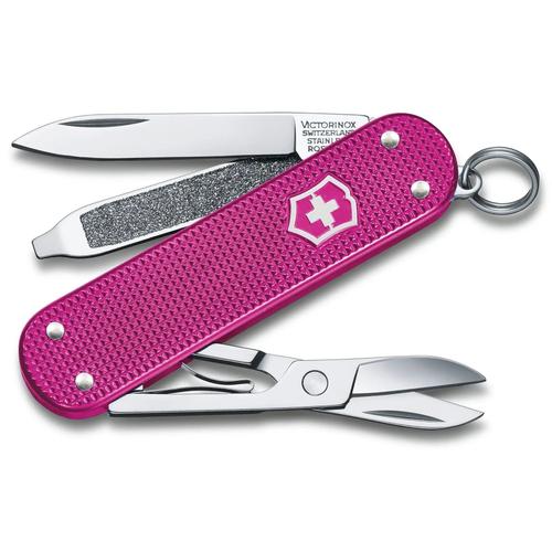 Briceag multifunctional Victorinox Classic SD Alox, 5 functii, Foarfece, Pila de unghii, Surubelnita (Violet)