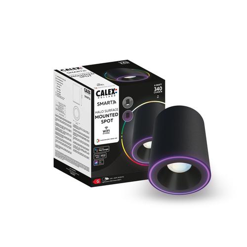 Spot de tavan LED Calex Smart Halo 10cm, RGB, lumina calda, 6.5W, IP20, 340 lm, clasa G (Negru)