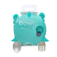 Castronel silicon cu capac si tacamuri Melii rechin, 350 ml
