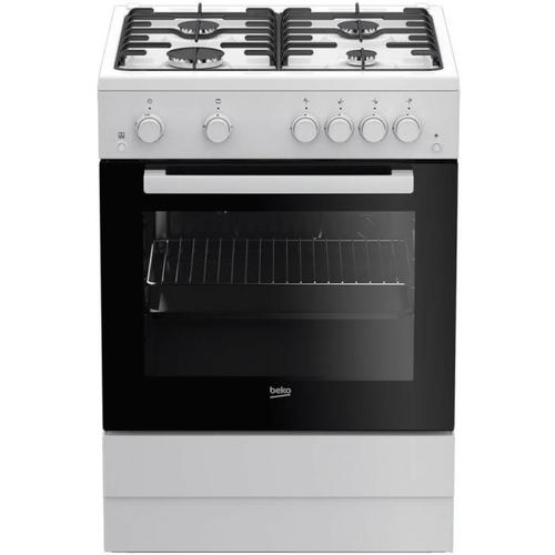 Aragaz Beko FBGT62110GWO, Gaz, 4 arzatoare, Timer, Iluminare cuptor, Siguranta flacara (Alb)