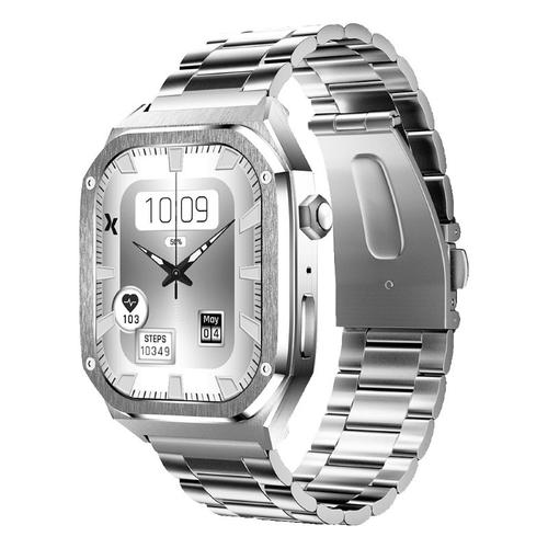 Ceas Smartwatch Maxcom FW65 Iron S, ecran 1.95” AMOLED, rezolutie 410×502, 340 mAh, Apeluri, Notificari, Incarcare Rapida, Rezistent apa si praf, Ideal Pentru Monitorizarea Sanatatii, peste 70 de Moduri Sport, 2 bratari incluse (Argintiu) - 0 | YEO
