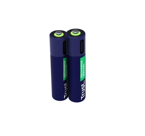 Baterii reincarcabile Trust TR-25585, AAA, USB-C, 2 bucati (Albastru)