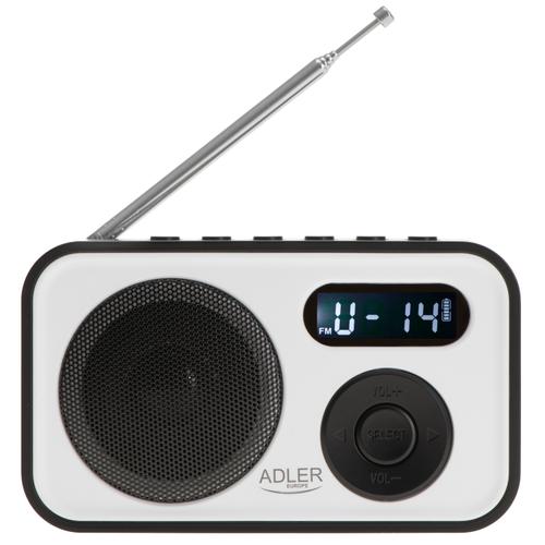 Radio Adler AD 1906, 0.8 W, Jack 3.5mm, Display LCD, FM/AM (Negru/Alb)