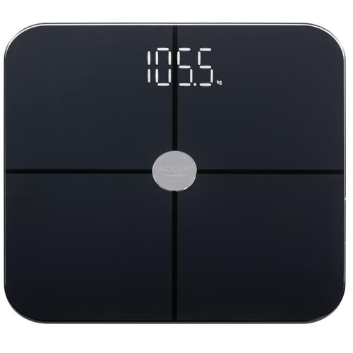 Cantar de baie Adler AD 8187b, max 180 kg, Ecran LED, Masurare BMI (Negru)