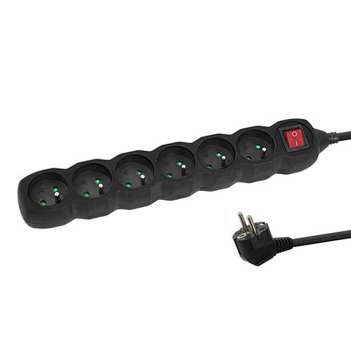 Prelungitor Esperanza ELK219K, switch ON/OFF, 6 prize, 5m (Negru)