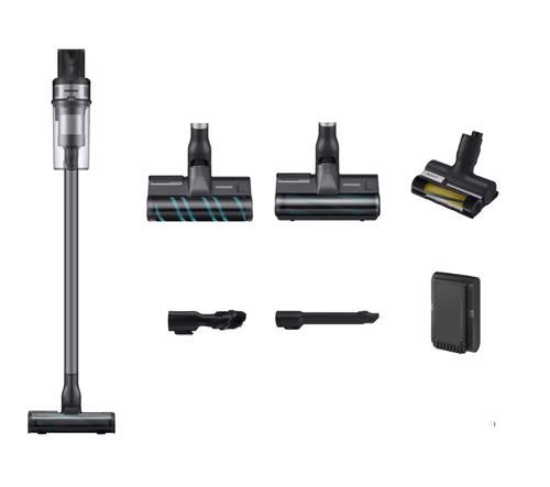 Aspirator vertical Samsung Jet 75E Complete VS20B75ACR5/GE, 0.8L, 25.2V, 550W, Digital Inverter, Perie Turbo pentru covoare, Perie Soft pentru parchet, perie Pet, 60 min autonomie (Argintiu)