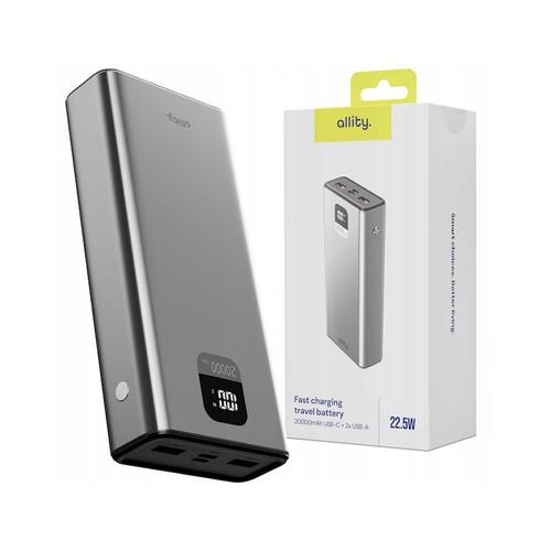 Acumulator extern Allity APB-100, PD QC, 22.5W, 20000 mAh (Gri)