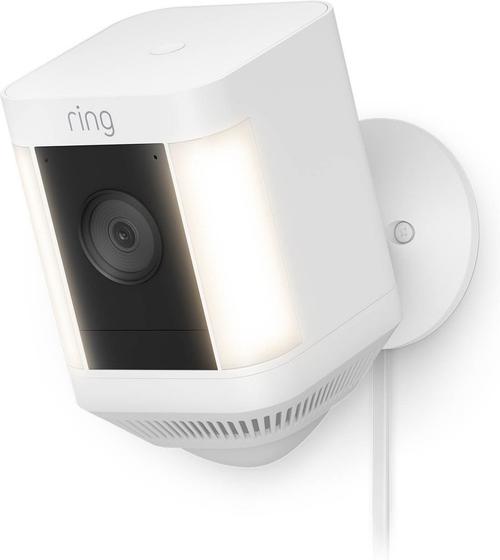 Camera supraveghere exterior Ring Spotlight Cam Plus Plug-In, 1080P, Wi-Fi, Microfon, Difuzor, Amazon Alexa, IP65 (Alb)