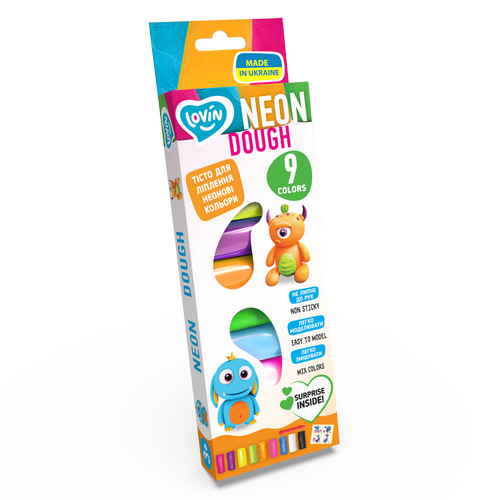 Set plastilina Lovin 9pcsx15gr, Neon Dough