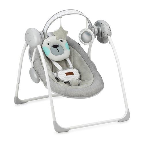 Leagan pentru bebelusi, Momi LISS Bear, 5 viteze de balansare, Cronometru, Alimentare baterii, 8 melodii, 2 jucarii incluse, Centura in 5 puncte (Gri/Turcoaz) Leagan pentru bebelusi, Momi LISS Bear, 5 viteze de balansare, Cronometru, Alimentare baterii, 8 melodii, 2 jucarii incluse, Centura in 5 puncte (Gri/Turcoaz)