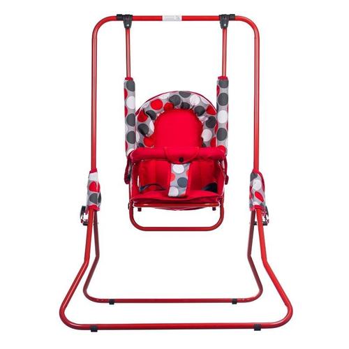 Leagan pentru copii, Top Kids, cu spatar reglabil si bara detasabila, 25 kg (Rosu)