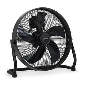Ventilator de podea Livoo DOM508, 55W, diametru 45 cm, 3 viteze, debit de aer 3654 m3/h, unghi de inclinare de pana la 120 grade, corp metalic, 5 palete, maner transport (Negru)