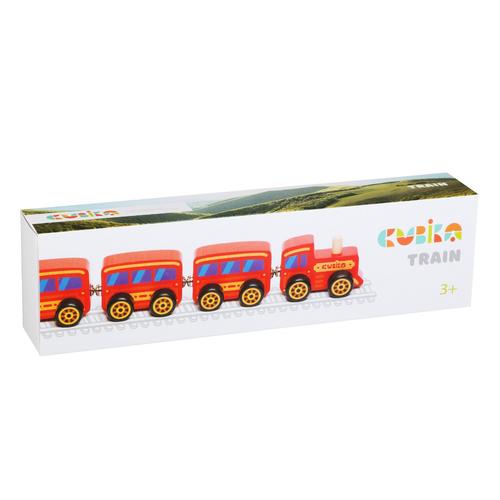 Jucarie din lemn Cubika Trenulet (Rosu)