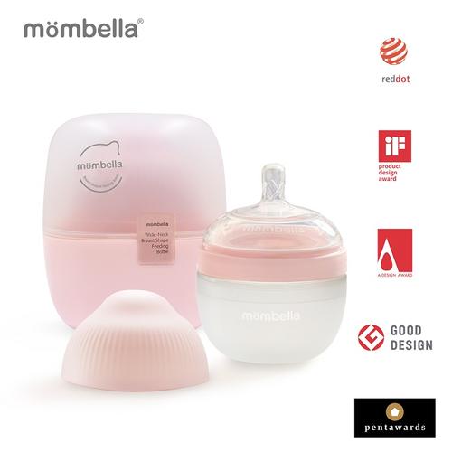Biberon Anticolici Mombella Breast-Like, 120ml, Tetina S flux lent, 100% Silicon, Roz