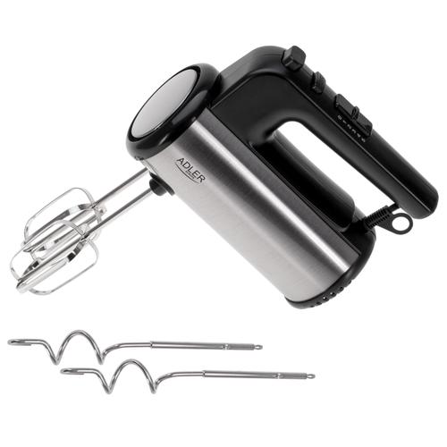 Mixer de mana Adler AD 4232 TURBO POWER, 900 W, 5 viteze, 2 Carlige aluat, 2 Teluri (Negru/Inox)