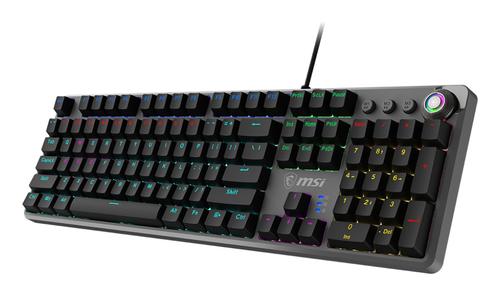 Tastatura mecanica MSI Forge GK310, USB, Layout US, LED RGB, Switch-uri RED, Cablu 1.8m (Negru)