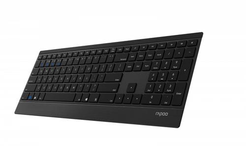 Tastatura wireless Rapoo E9500M, Bluetooth/Wi-Fi 2.4GHz, Slim (Negru)
