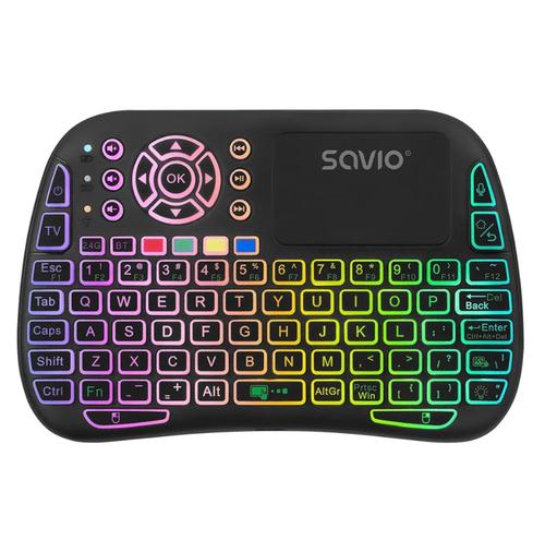 Tastatura multifunctionala Savio KW-04, Bluetooth/2.4GHz, Compatibil TV BOX, Smart TV, Console, PC, Iluminare ARGB (Negru)