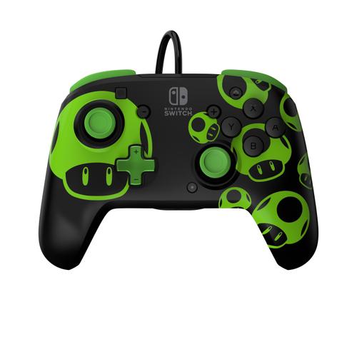 Controller PDP Rematch 1-Up Glow in the Dark pentru Nintendo Switch / Switch OLED, USB, 3m (Negru/Verde)