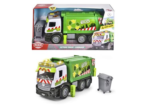 Masina Dickie Toys - Camion de gunoi, cu sunete si lumini (Multicolor)