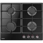 Plita incorporabila Hansa BHKS610505, Gaz 4 arzatoare, Aprindere electrica, 60 cm, Sticla (Negru)