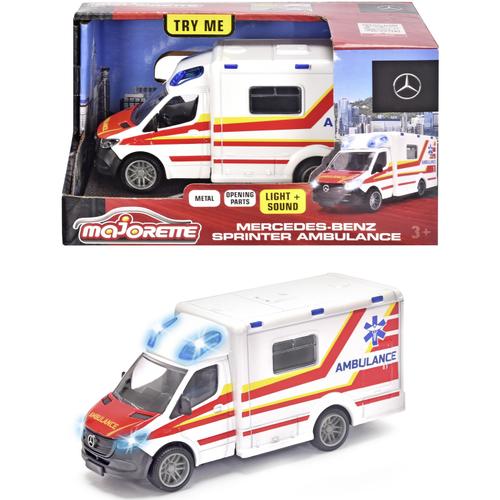 Ambulanta Majorette - Mercedes-Benz Sprinter Ambulance, scara 1:43, 12.5 cm, cu lumini si sunete