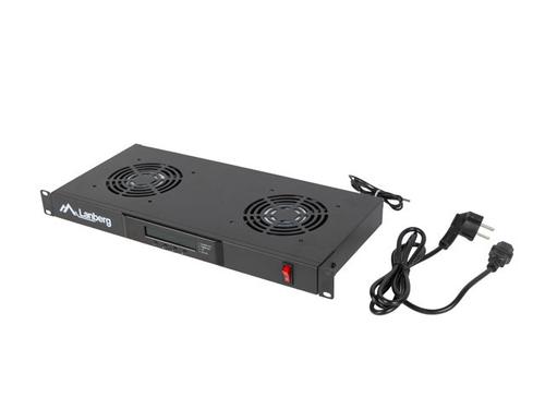 Panou ventilatie Lanberg 1U, 19inch, 2 ventilatoare, 230 V (Negru)