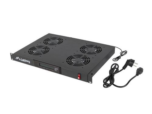 Panou ventilatie Lanberg 1U, 19inch, 4 ventilatoare, 230 V (Negru)